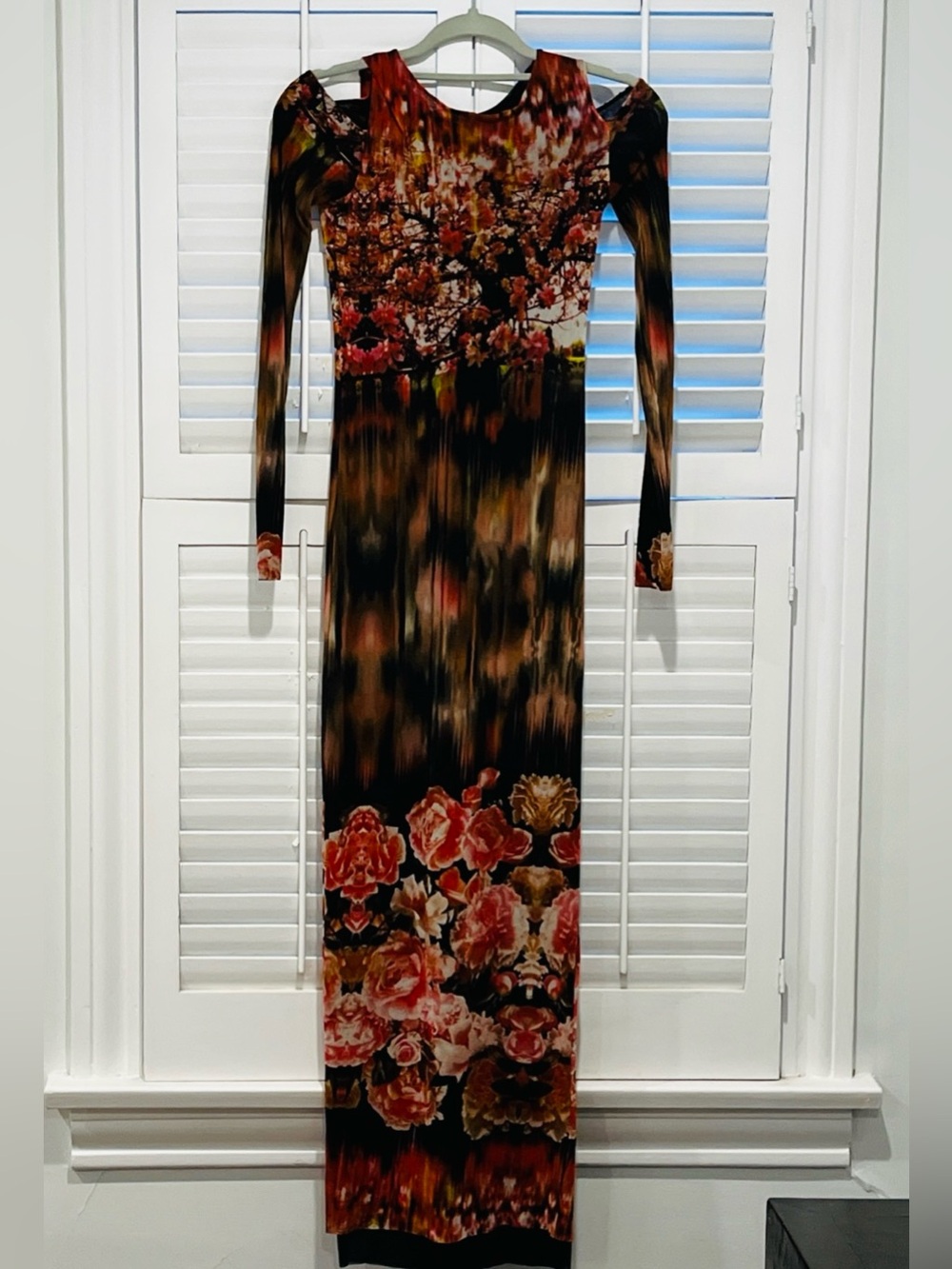 Jean Paul Gaultier Print Cold Shoulder Tulle Long Dress FUZZI size Small